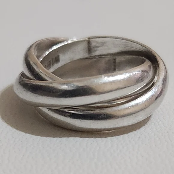 Vintage Sterling Silver Russian Wedding Ring Mexico 925 - Picture 5 of 9